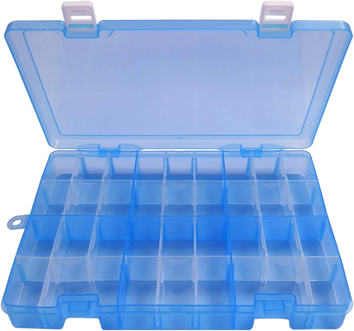 Qualsen Storage Box with Compartments, 34 Grids Plastic Organiser Box