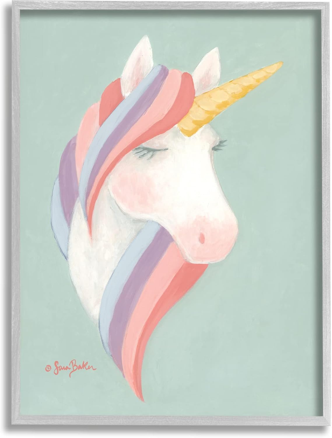 Stupell Industries Dazzling Unicorn Pastel Striped Mane Fantasy Horse, Design by Sara Baker