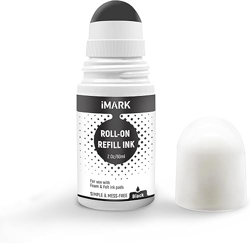 iMARK Recambio de tinta enrollable prémium para almohadillas de espuma y fieltro, 2 onzas (negro)