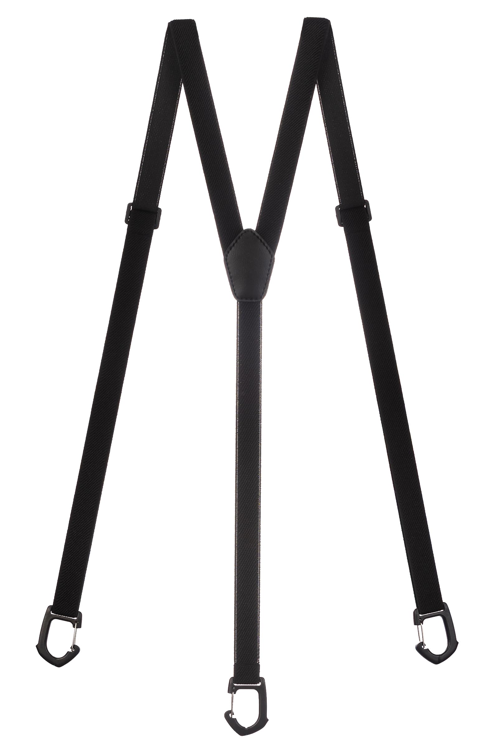 Olata Skinny Y-Shape Braces/Suspenders with Plastic Carabiner Clips - 2cm. Black