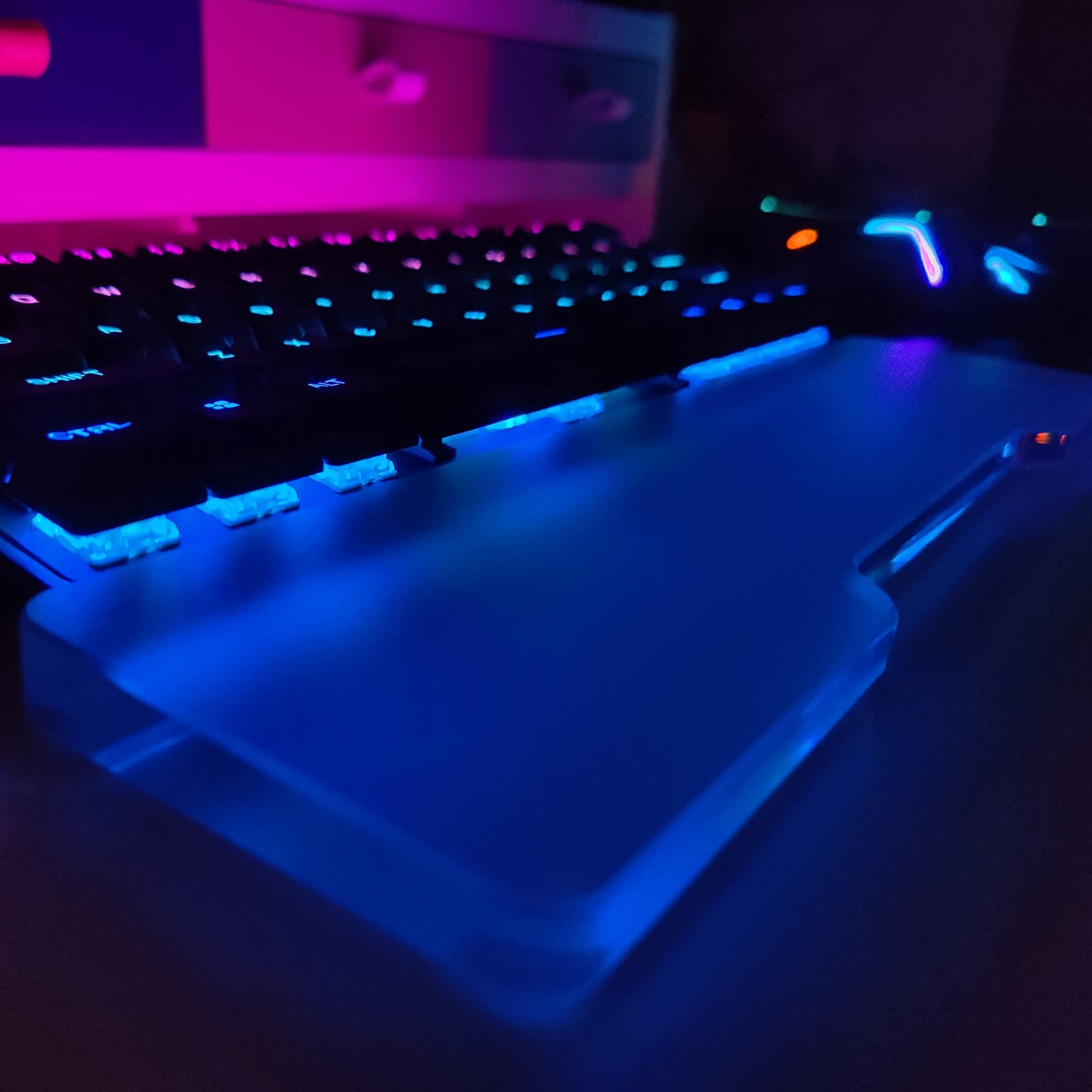 Aangepaste Acryl Toetsenbord Polssteun, Transparant/Mat RGB Polskussen Voor Mechanisch Toetsenbord (Color : Frosted, Size : 60