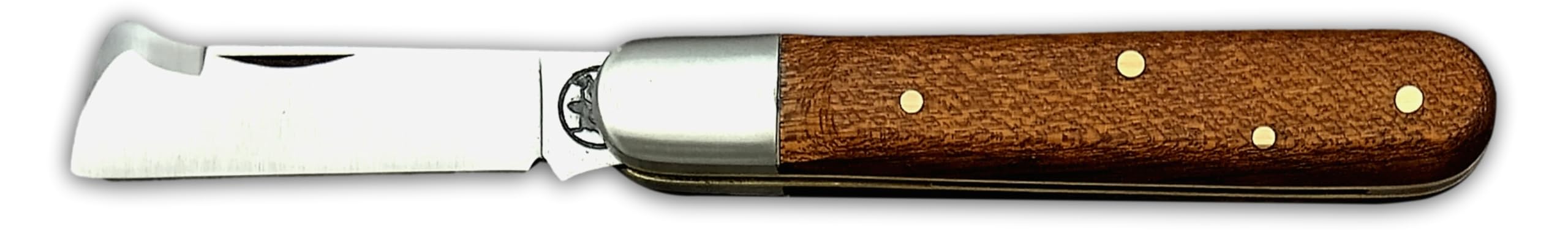 DUE BUOI 203L Coltello da Innesto Professionale Alberi da Frutto e Giardinaggio Manico in Mogano e Lama in Acciaio al Carbonio Böhler K720