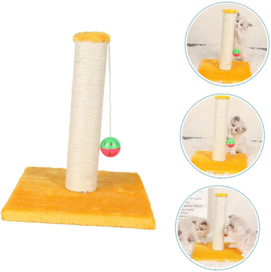1pc Cat Climbing Rack Yellow Sisal Scratch Board for Indoor Cats Kitten Climbing Platform for Healthy Scratching Habits Space-Saving