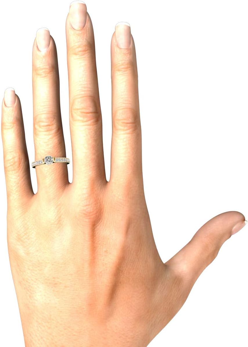 GIA Certified Natural Diamonds Engagement Ring for Women D-E Color VVS2-I2 Clarity 14K Yellow Gold 3/4 Ctw