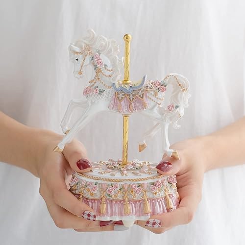 LOVE FOR YOU Gift Wrapped Music Box Carousel Horse European Style Musical Decoration for Girls and Women Baby Kids Sister Daughter Mom Grandma Birthday Presents Christmas Twinkle Twinkle Little Star