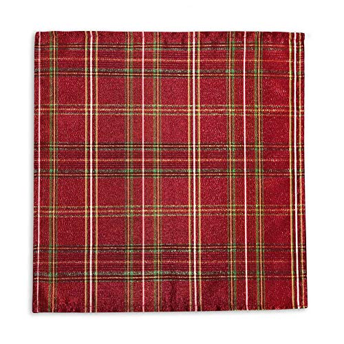 Newbridge Shimmering Plaid Metallic Christmas Fabric Tablecloth, Glitter Xmas Weave Holiday Cloth Tablecloth, 70 Inch Round #TOP1