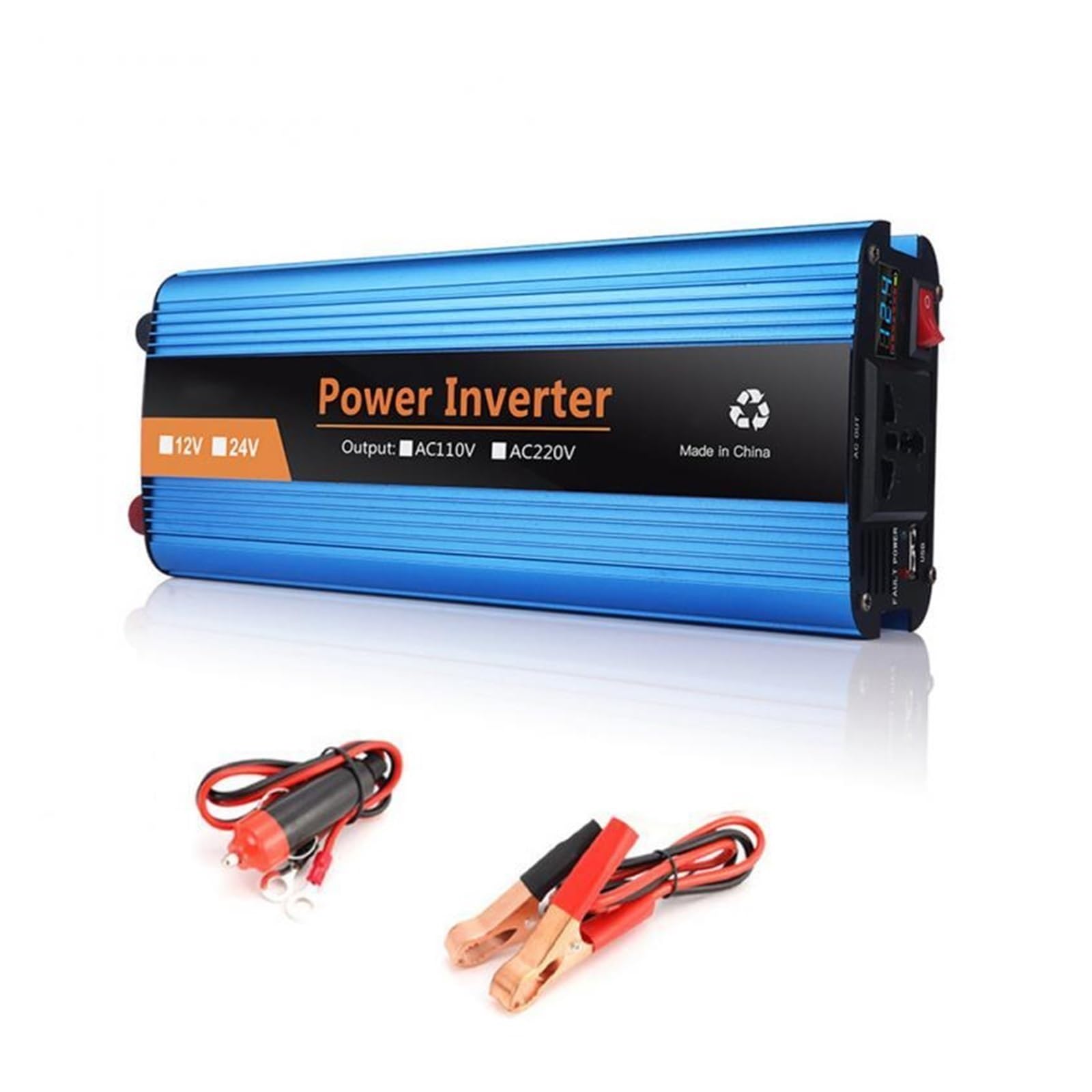 Onduleur solaire pure sinus 24V 220V 6000W avec double prise et écran LED