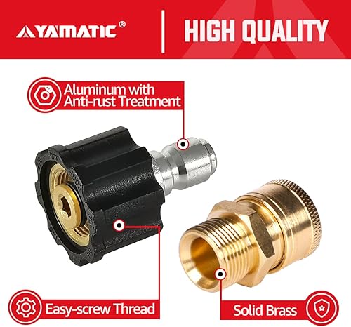 Miniatura 8 de YAMATIC Bomba de hidrolavadora horizontal 3/4" eje máximo 3400 PSI @ 2.6 GPM y M22-0.551 in a 3/8" Kit de conexión rápida Juego de adaptadores para