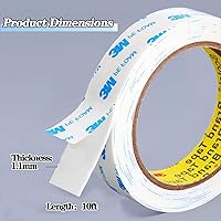 Vista 3 de Cinta de doble cara resistente, tiras para colgar cuadros de 3/4 pulgadas x 10 pies para carteles, cinta de espuma extraíble, impermeable, sin daños