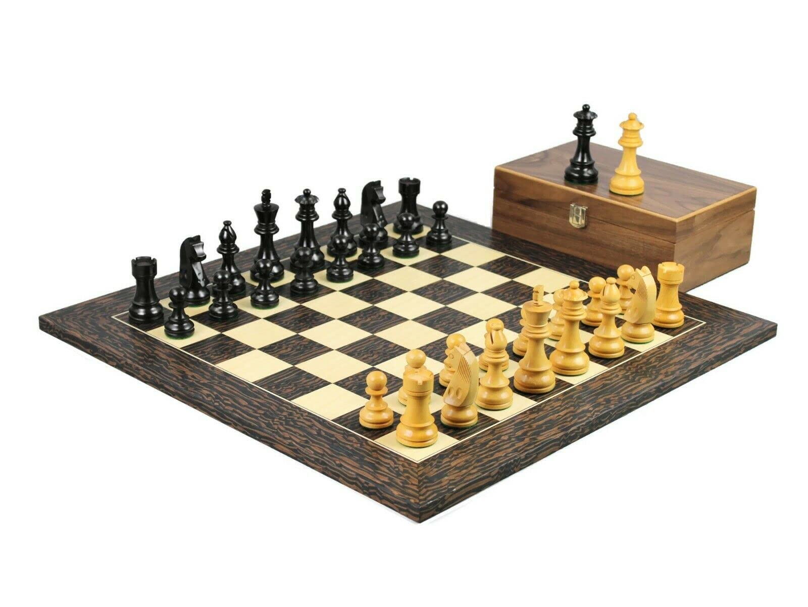 Set di scacchi in legno Tiger Ebony Board da 20 pollici ponderato Ebanizzato tedesco Staunton pezzi 9,75 pollici