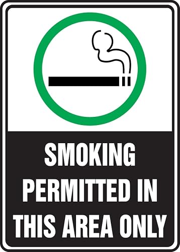 Accuform MSMK538VP Plastic Safety Sign, "Smoking Permitted in This Area