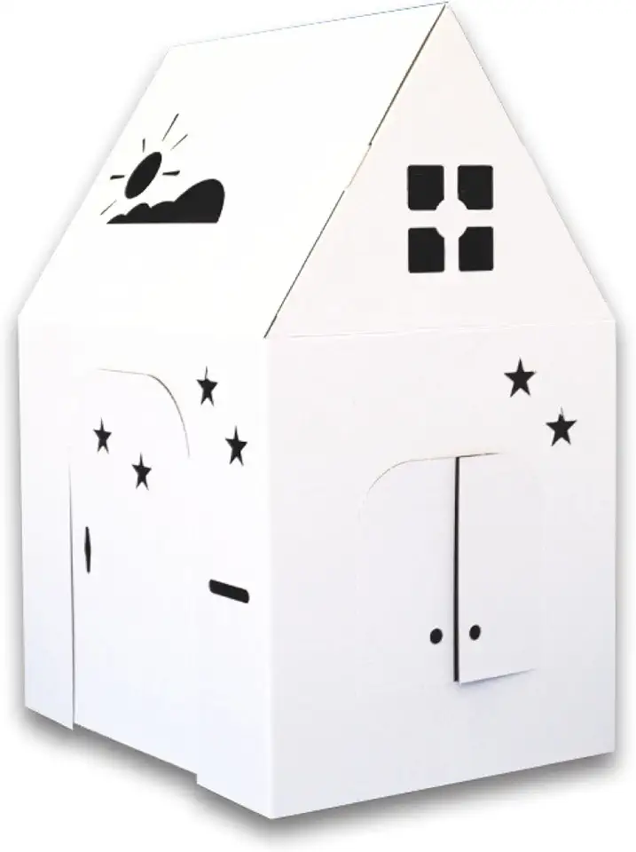 Easy Playhouse - Kids Art and Craft for Indoor and Outdoor Fun, Color, Draw, Doodle on this Blank Canvas – Decorate and Personalize a Cardboard Fort, 34" X 27" X 48" - Made in USA, Age 