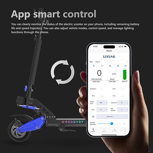 Miniatura 4 de RD2 - Scooter eléctrico todoterreno de 5000 W para adultos, 50 MPH, batería de 60 V 25 Ah, rango de 55 millas, motor doble, neumáticos de 10.5