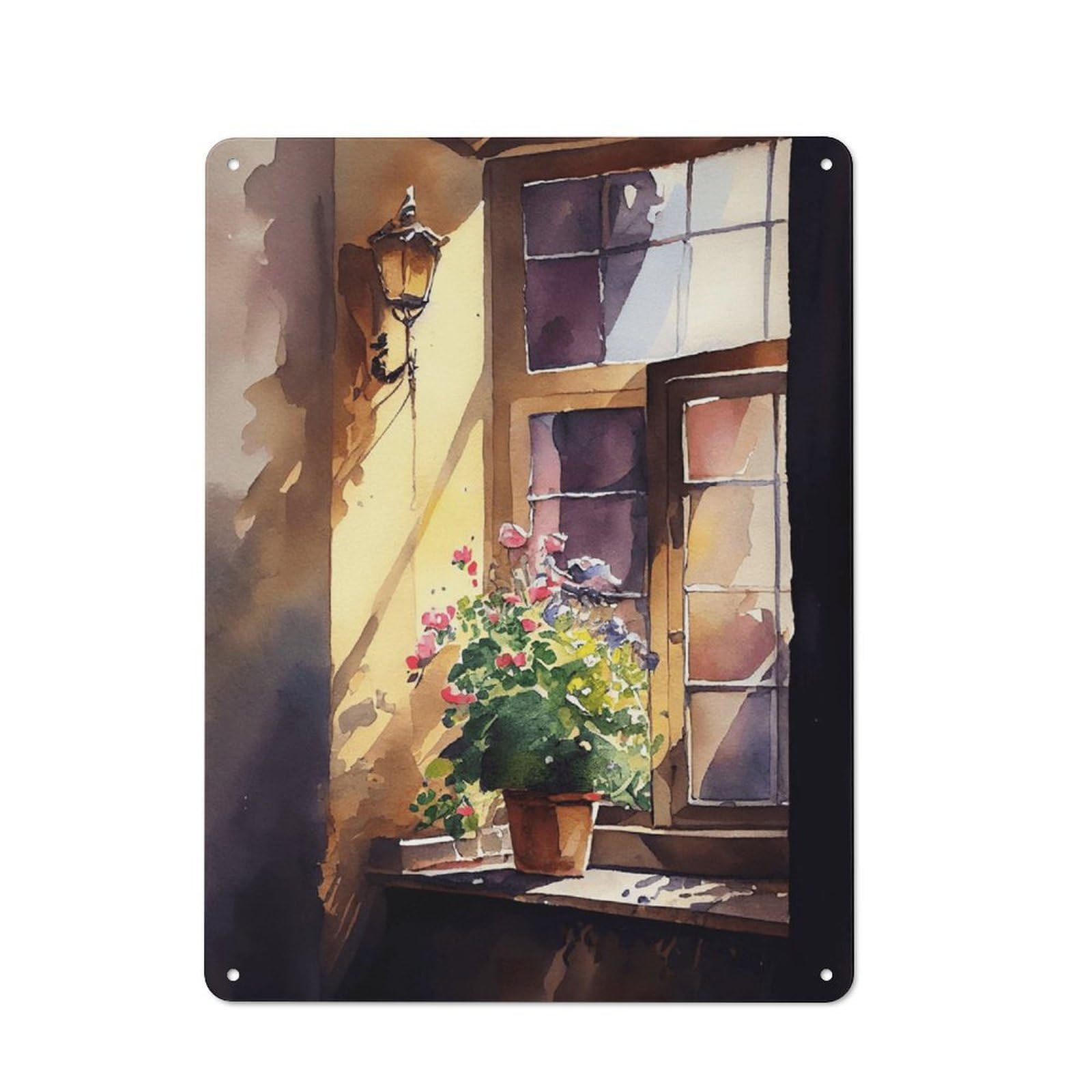 Junmoney Style-20 For Lounge Or Reading Corner, Watercolor Painting Of Flowers Retro Metal Sign 40X30cm, For Metal Sign Collectors, For Garage And Workshop Walls