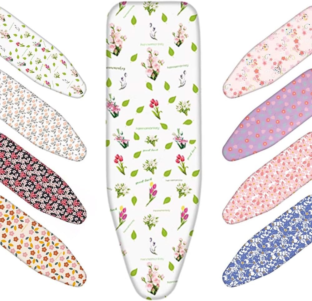 Large Ironing Board Cover Replacement Ironing Board Cover and Pad 36x12 39x13 43x13 48x15 in Ironing Board Pad Adjustable Floral Iron Board Cover(Green,43x13in(110x33cm))