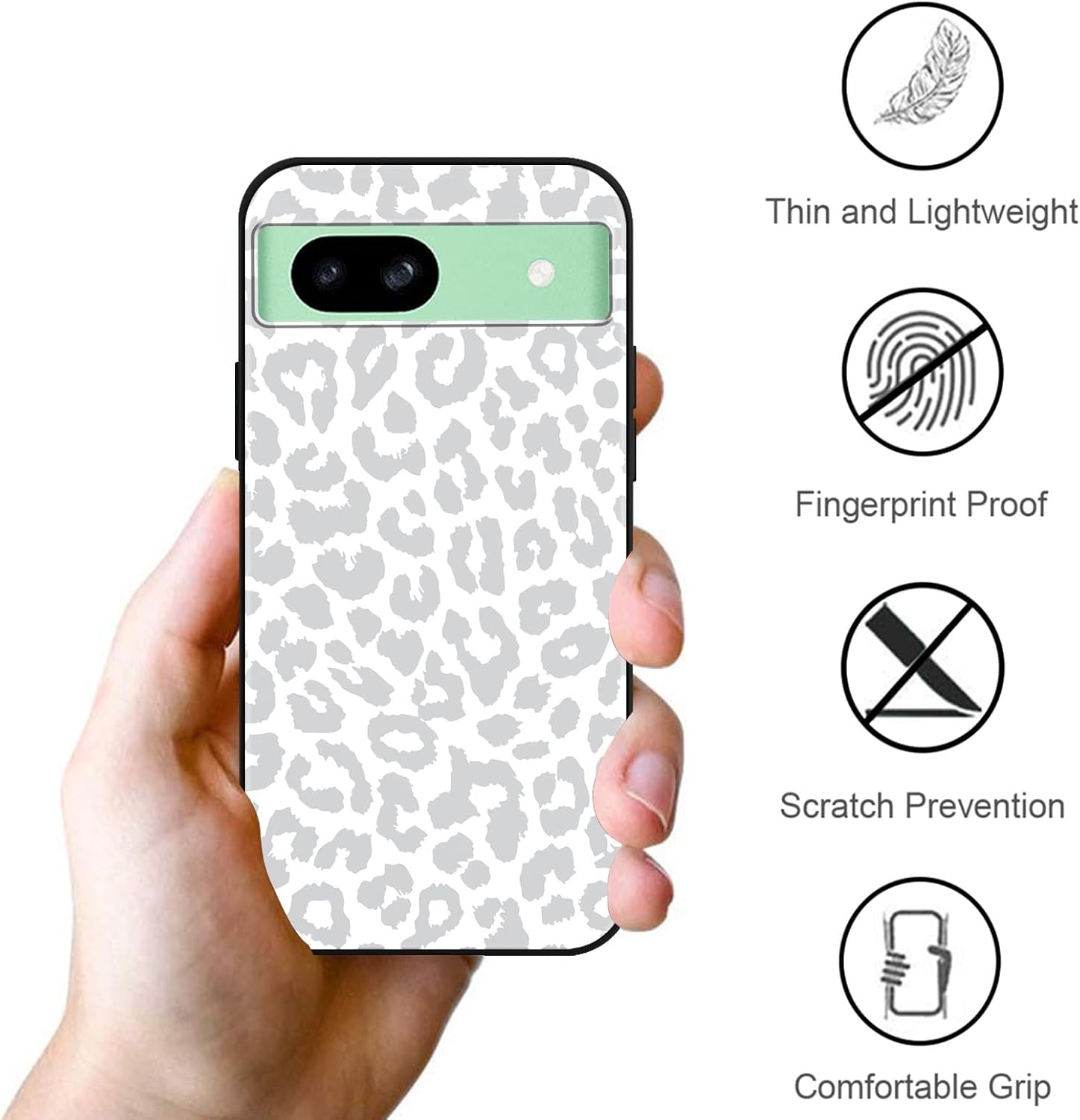 Cute Cheetah Print Phone Case for Google Pixel 8a 6.1", Aesthetic Coquette Grey Leopard Pattern Design Case Soft Slim Shockproof TPU Protective Funda Cover for Women Girls image 5