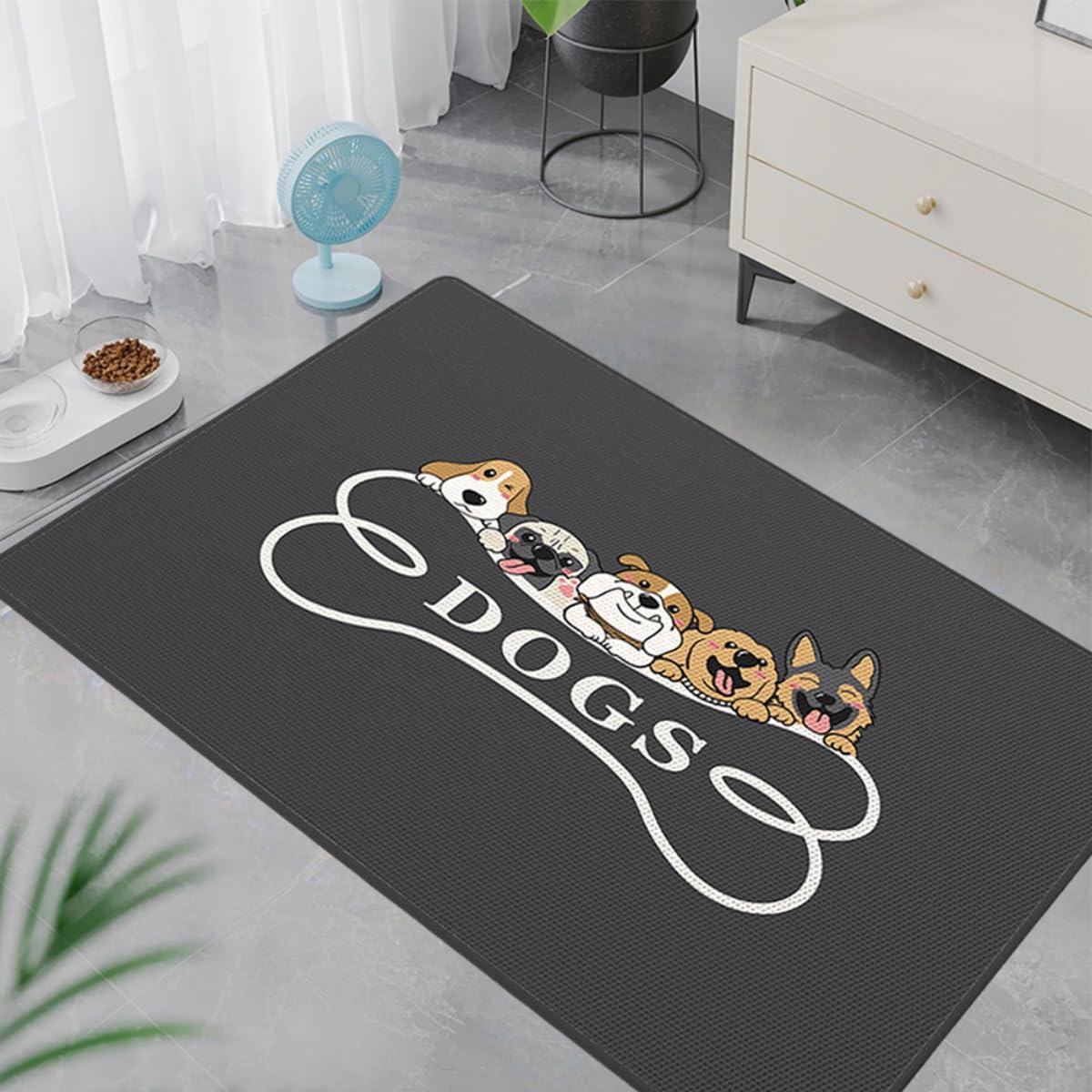 Mateju Dog Cooling Mat, Pet Cooling Mat No Gel, Cute Puppy Pattern Reusable Washable Pet Cool Pad Self Cool Ice Silk Pad for Home Travel, for Dogs Cats in Hot Summer (Bone,65x90cm)