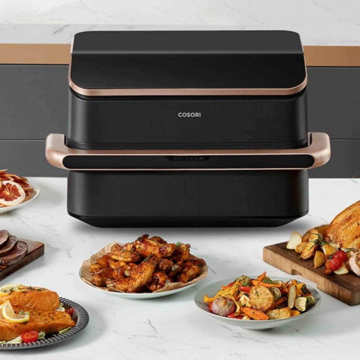 COSORI Twinfry Chef Edition Freidora de Aire WiFi 10L Dual Basket + Tenacilla de Silicona