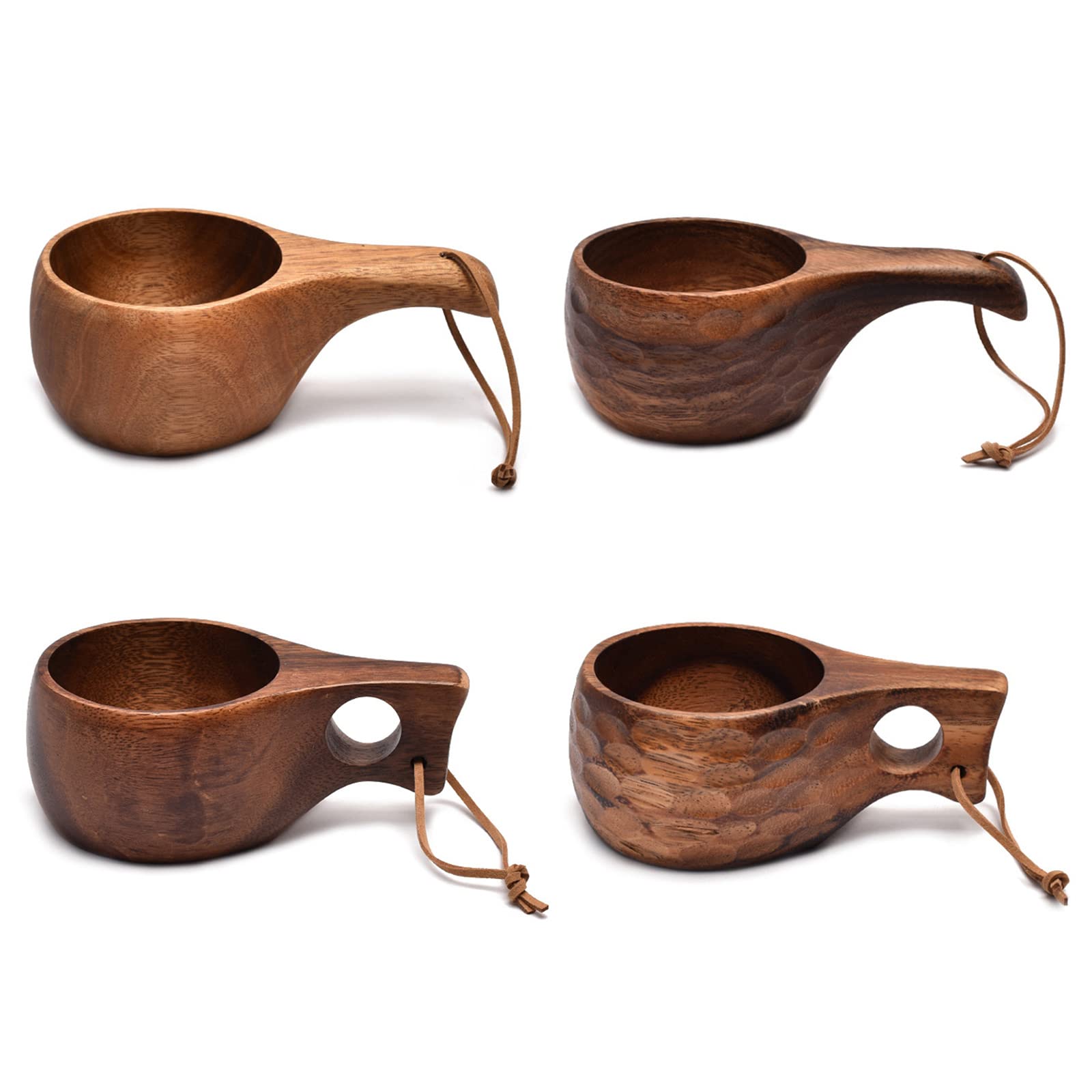 Yuly 210ml Outdoor Wood Cup Kuksa Camping Mug Coffee Milk Cups Mugs Acacia-Wood Drinkware Bushcrafts Artifact Kitchen Milk Cups For Adults Gift Wood Cup For Drinking Finland Mug