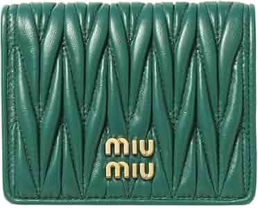miu miu グリーン 二つ折り財布　マテラッセ miu ミュウミュウ MIU マテラッセレザー2つ折り財布 グリーン