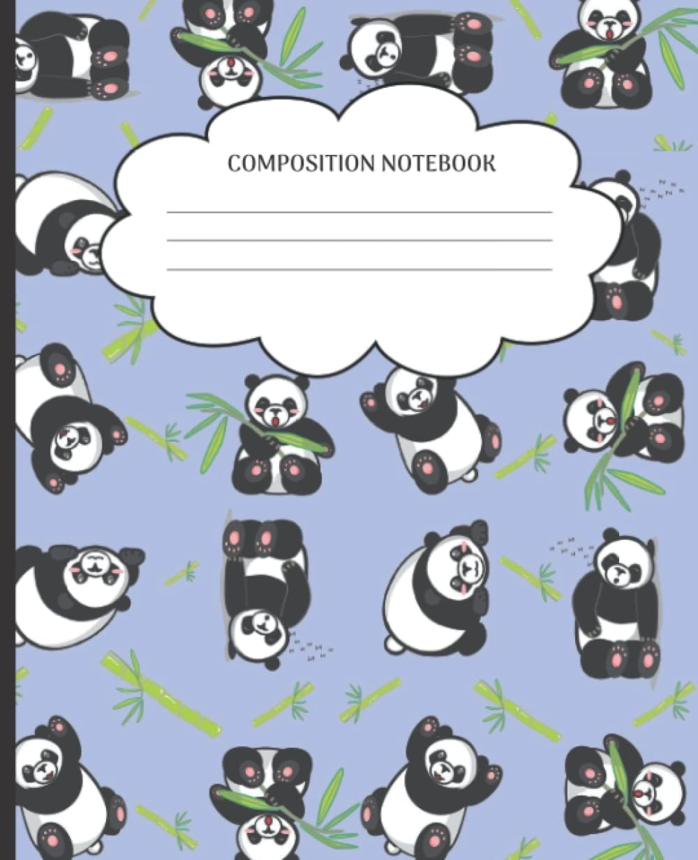 Panda Notebook: Panda Composition Notebook: Wide Ruled Paper Note Pad Journal. Teal Cute Cartoon Panda Blank Lined Workbook for Teens Kids Men Women ... for Writing Notes Gift Presents Panda Stuff