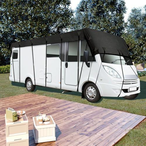 L-home Wohnmobil Abdeckung Schutzhülle Abdeckplane Dachschutz Dachschutzplane Plane Dachplane Caravan für Wohnwagen und Wohnmobile, 3x6.5m(Schwarz)