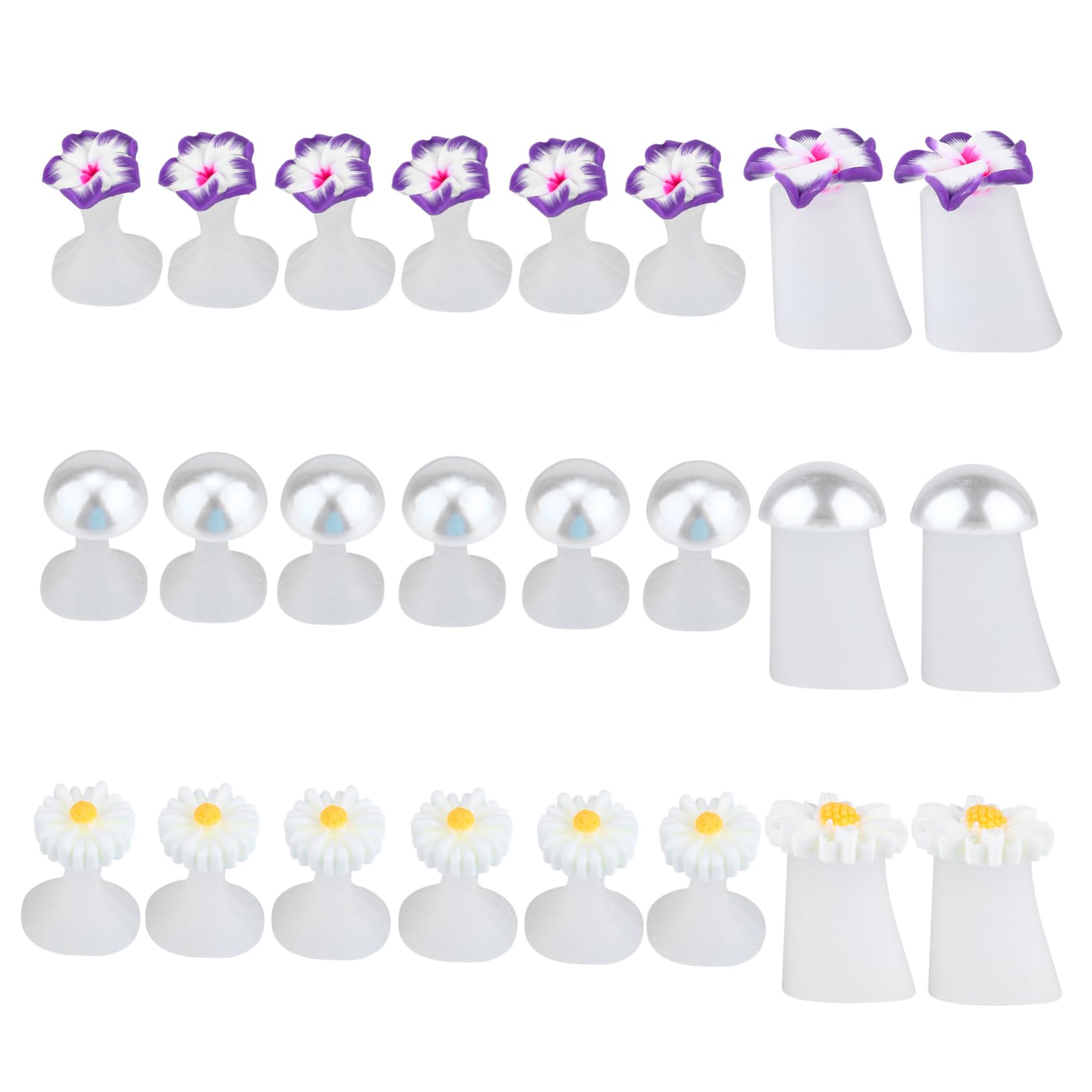 WRITWAA Silicone Toe Separators for Nail Polish 24pcs Flower Toe Separator Pearl Design for Bunions Relief