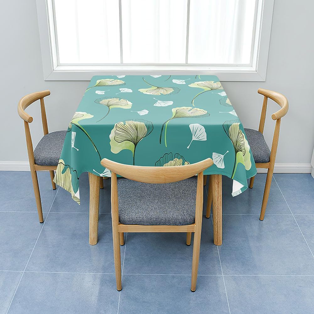 Tischdecke Outdoor Ginkgo Biloba Tischdecken Abwaschbar 3D Blau Tischtuch Wasserdicht Wetterfest für Party Biertisch, 140x300 cm ZB1410