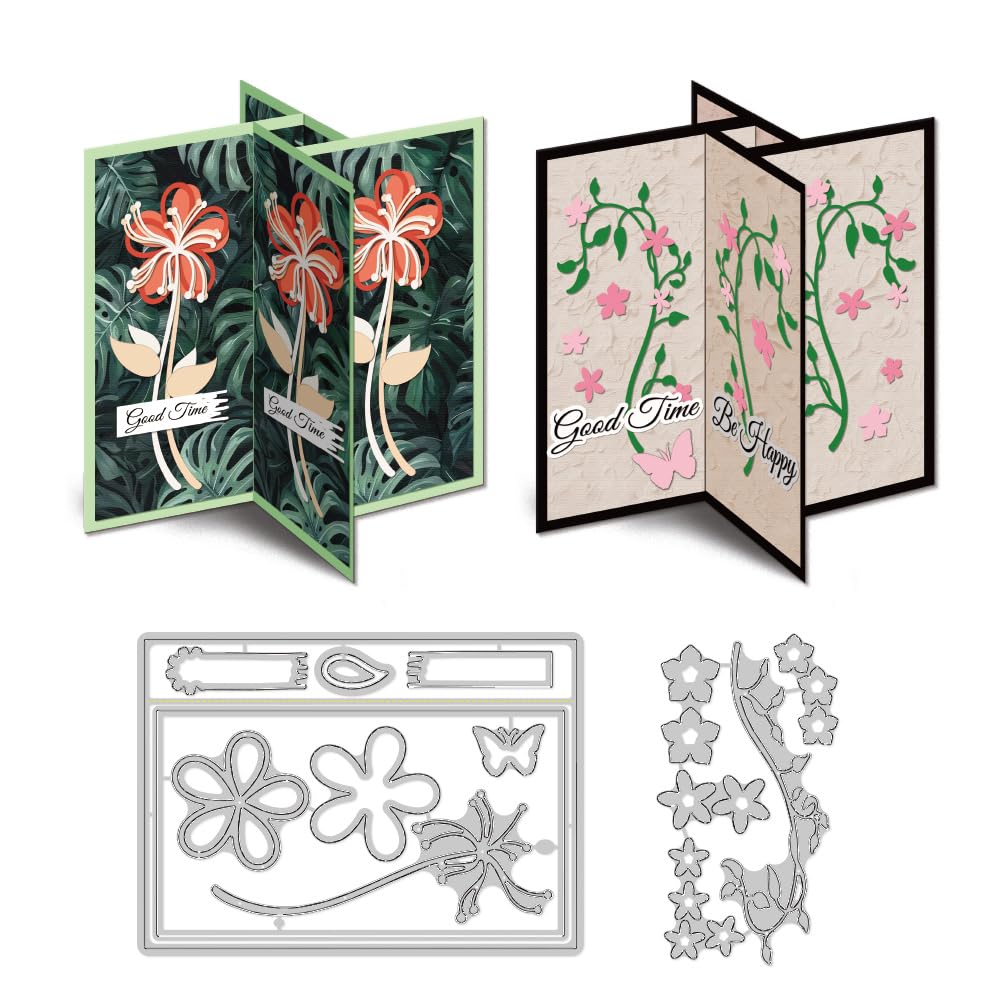 3D Equinox Flower Ectangle Border Cutting Dies Vine Card Stitch Die Cut Sewing Carbon Steel Die Cuts Stencils Scrapbooking Embossing Template for DIY Invitation Wedding Greeting Card Making
