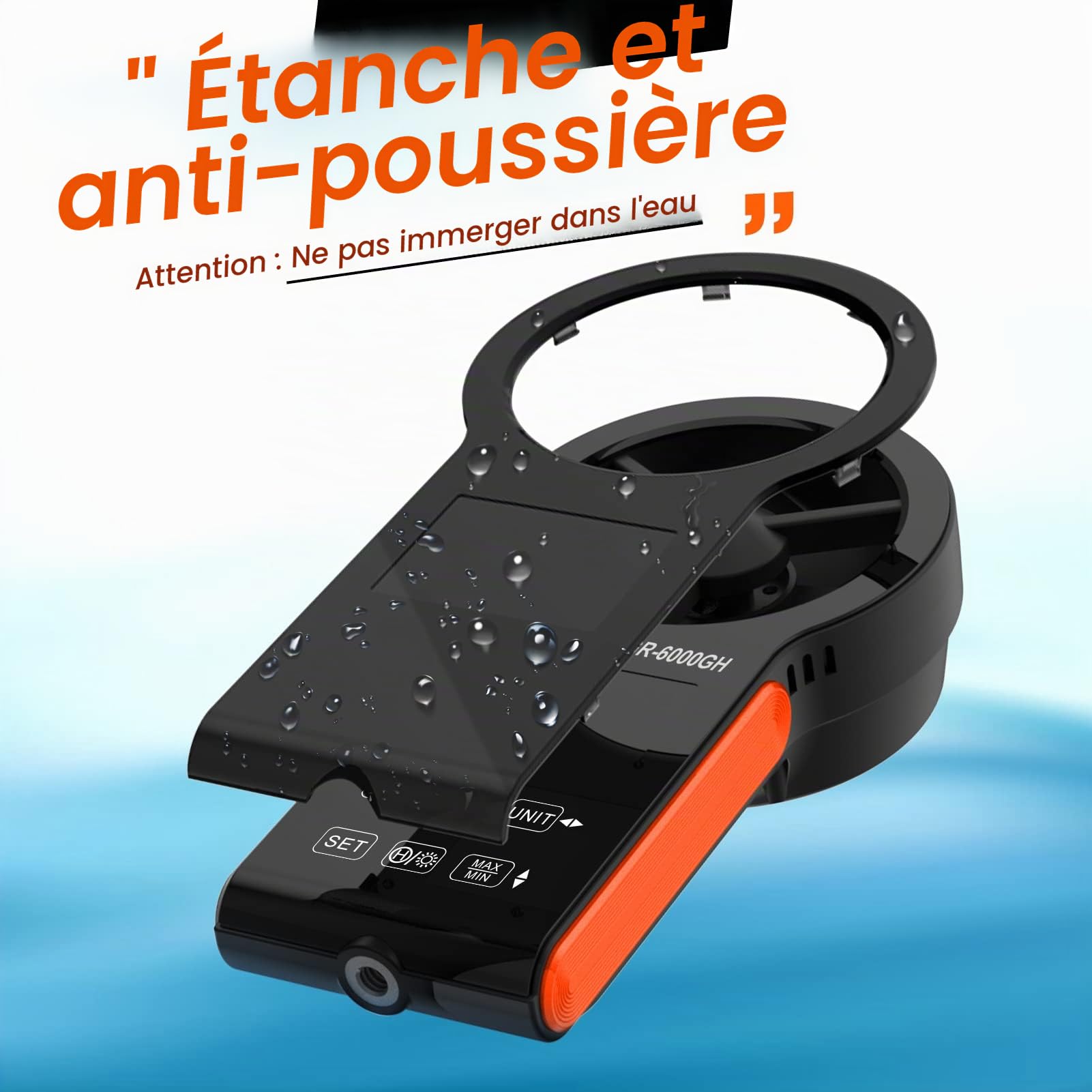 Anémomètre Numérique portatif GR-6000GH CFM Meter Gauge Débitmètre d'air portable Mesure de la vitesse de l'air Volume d'air Température pour les bouches d'aération HVAC, la navigation de plaisance