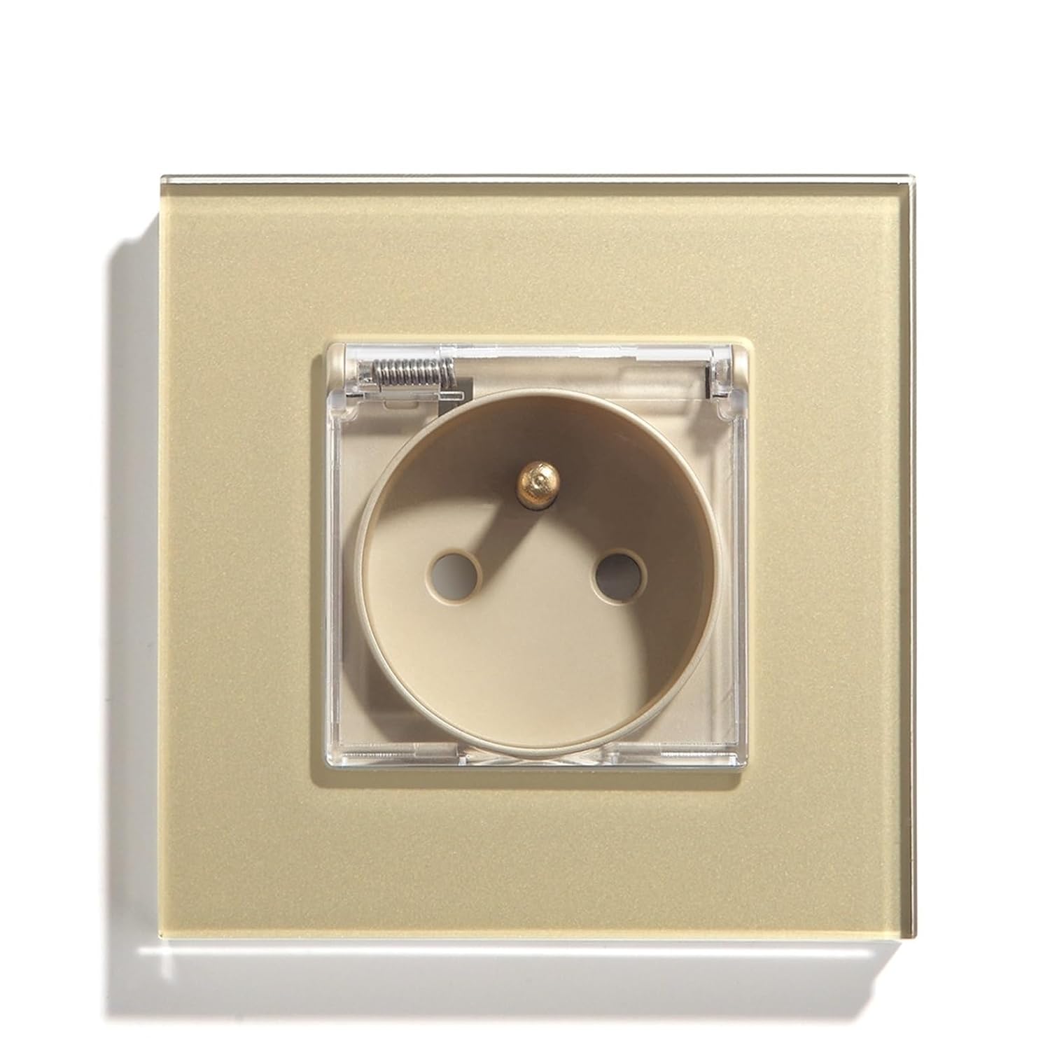 EU Standard Waterproof Wall Socket Double Power Plug with Cover Triple Outlets Crystal Glass Panel 16A 110V-250V(EU_110-250V_Single Gray)