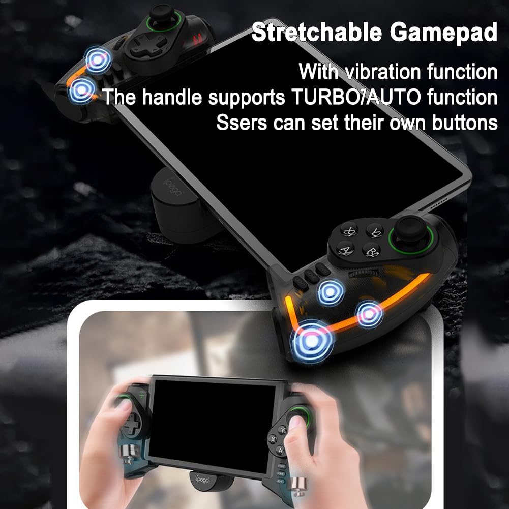 JUCHRZEY Controlador extensible con luz RGB Vibración lineal Controlador móvil BT inalámbrico Gamepad Controlador de juegos móvil para Switch para Android/iOS Tablet Teléfono inteligente PC
