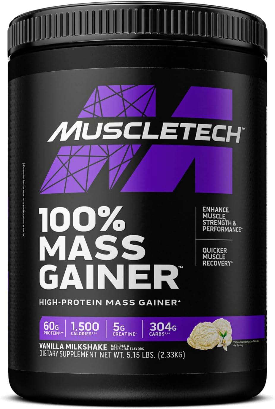 100% Mass Gainer | High Protein Mass Gainer | Protein + Creatine | Muscle Strength & Performance and Muscle Recovery | Vanilla Milkshake | 2330 grams