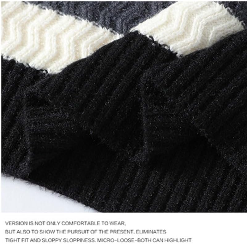 Autumn Casual Round Neck Sweater Striped Base Knit Large Loose