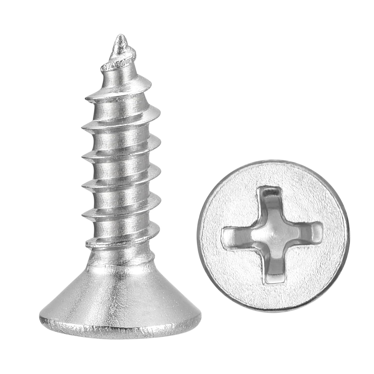METALLIXITY Countersunk Phillips Wood Screws (#6x1/2) 500Pcs, Carbon Steel Coarse Thread Phillips Drive Flat Head Wood Screws - for Furniture Installation Repair, Silver