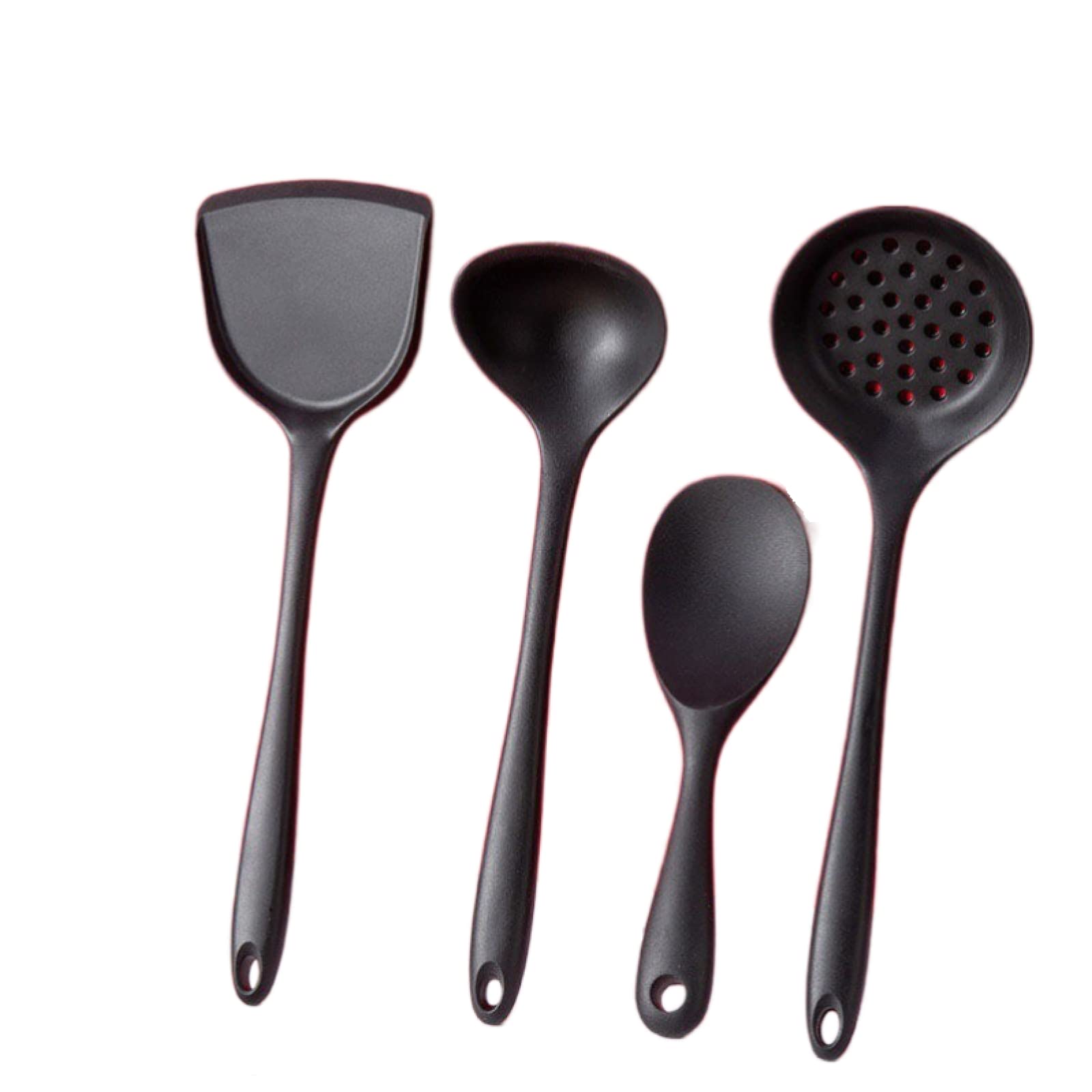 Ustensiles de cuisine en silicone anti-adhésif : set de 4 pièces avec spatule pour poêle et louche