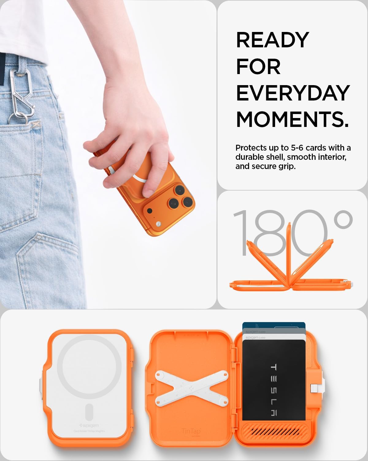 Spigen for MagSafe Wallet, Heavy Duty Hardshell Magnetic Card Holder Compatible with iPhone 17/16/15/14/13/12 Pixel 10 Series MagSafe-Cases Pixelsnap Holds 5-6/7-8 Cards