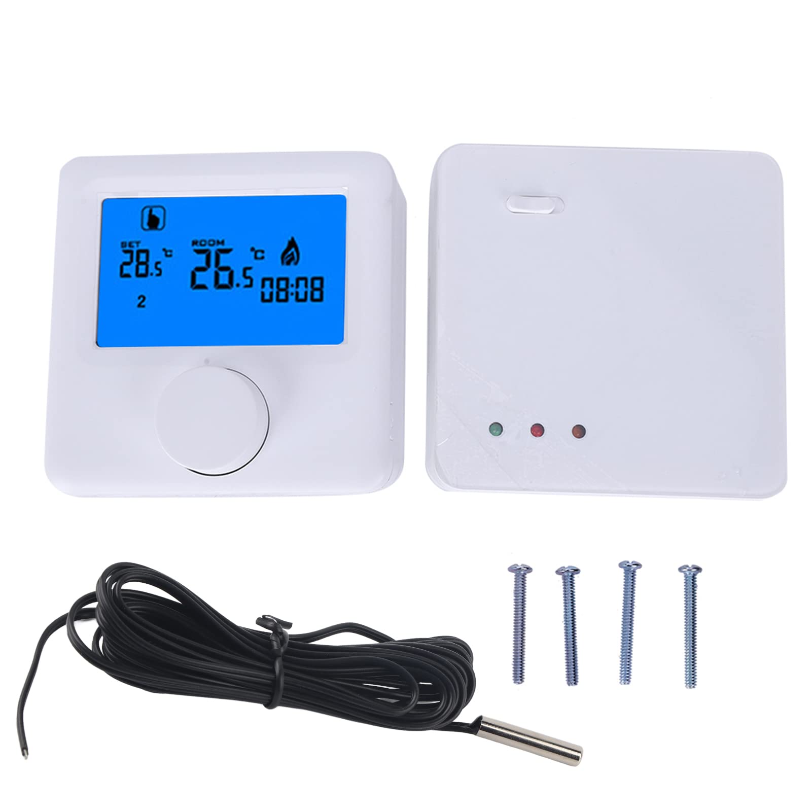 Acouto Controlador de Temperatura del Termostato de Calefacción Digital LCD RF para de Calefacción Eléctrica Lectura de Pantalla LCD Termostato Digital Controlador de Temperatura
