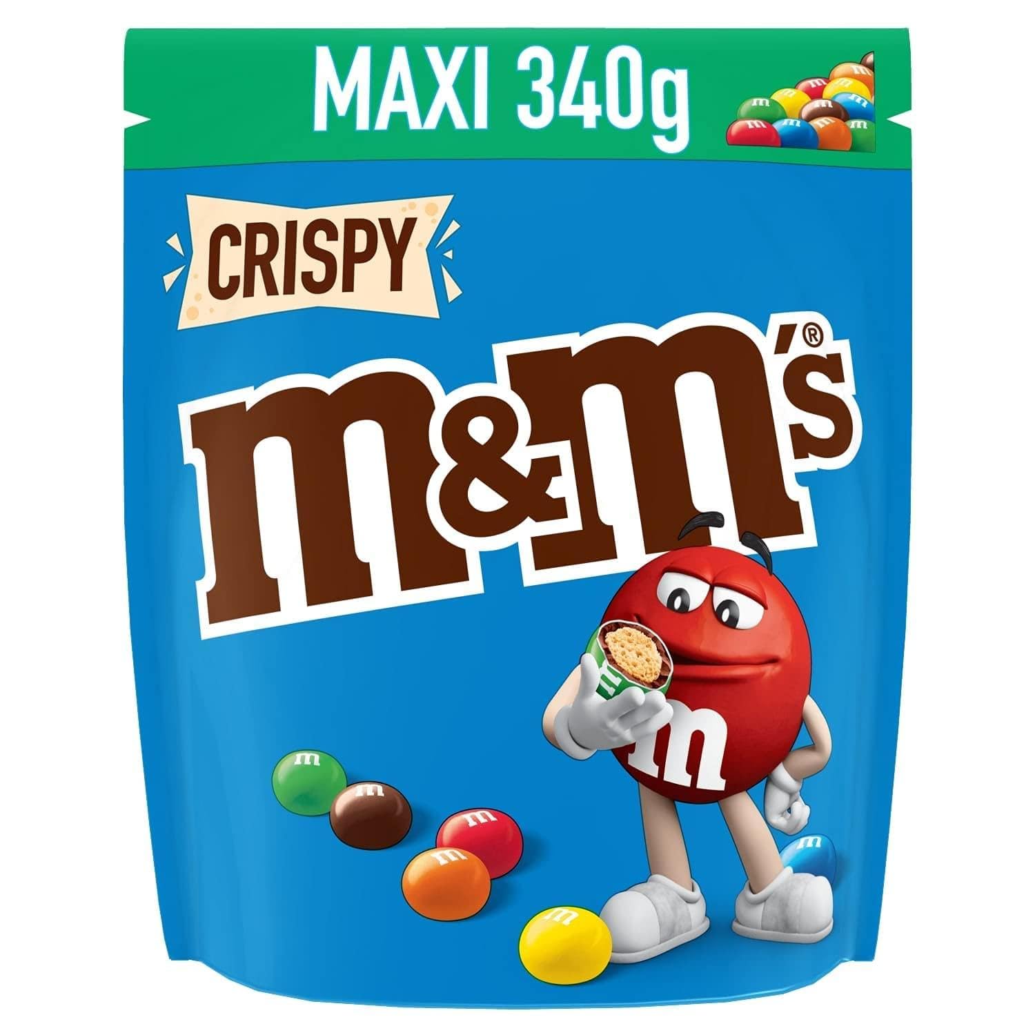 M&M's Crispy Snack en Bolitas de Colores de chocolate crujiente con arroz hinchado, regalo chocolatina (340g)