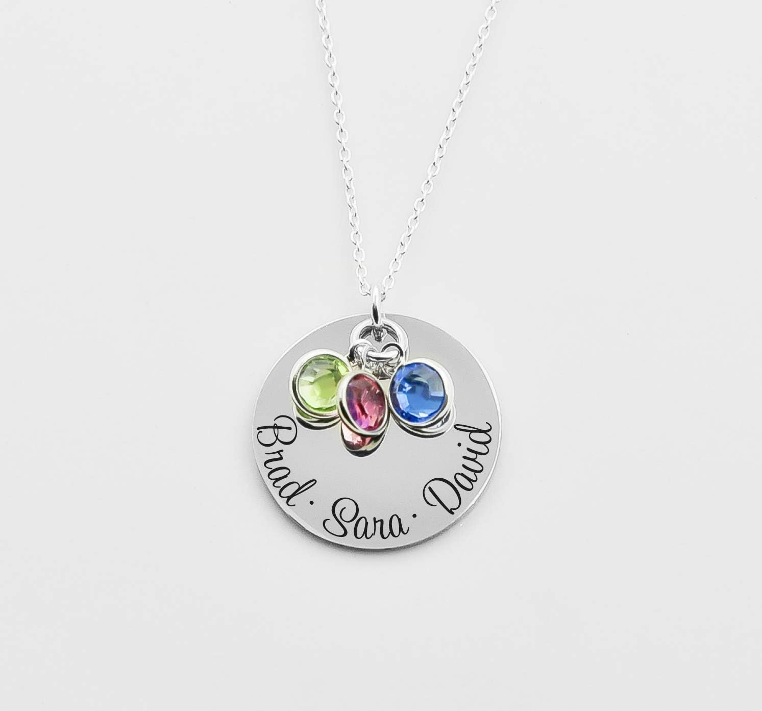 Personalized Mothers necklace, necklace with kids names sterling silver chain