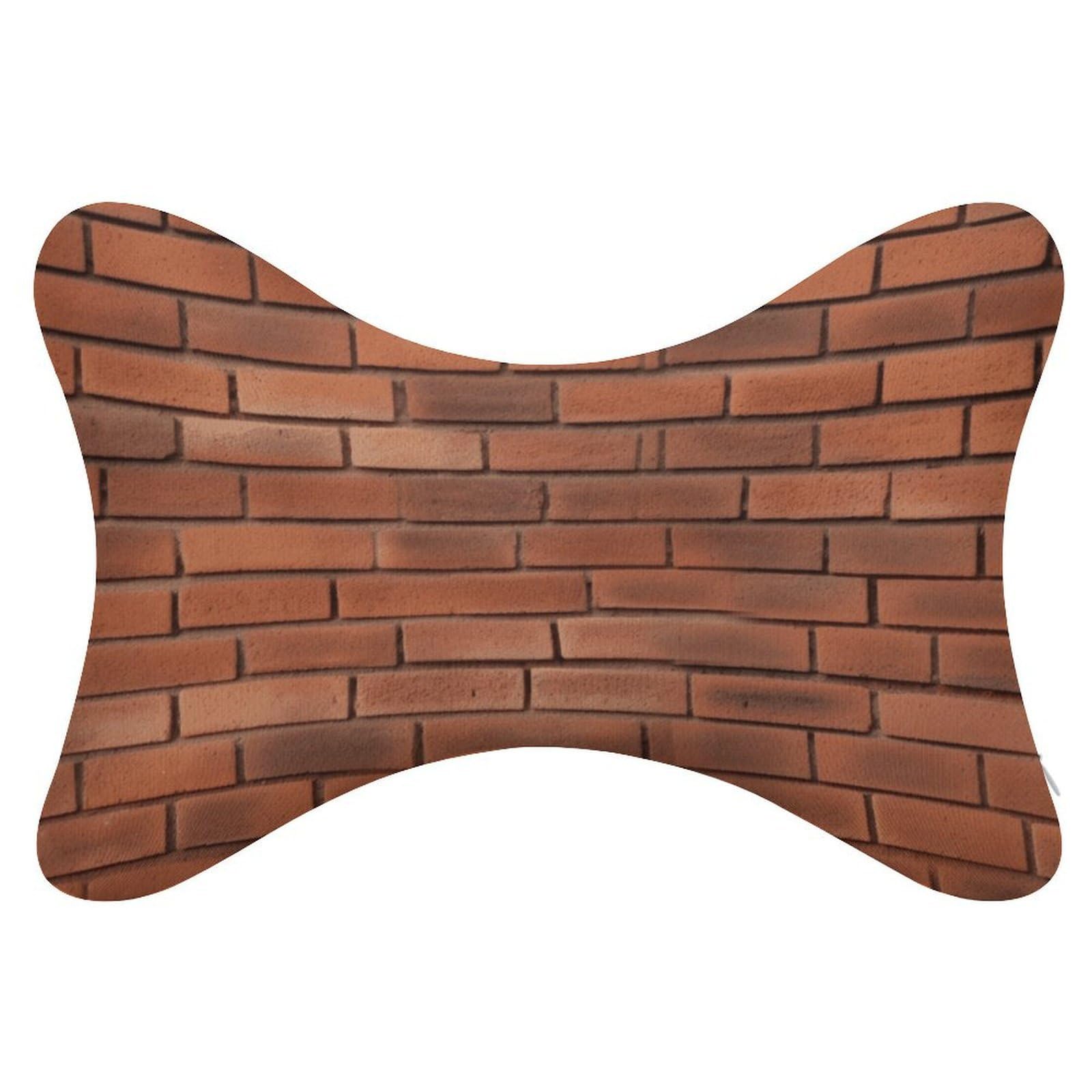 FekiLoot Red Brick Wall Texture Car Headrest Set of 2,Softness Memory Foam Car Neck Pillow with Breathable Removable Cover Car Neck Support Pillow Ergonomic for Driving, Office