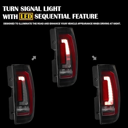Miniatura 5 de SPEC-D TUNING Luces traseras negras mate con intermitentes secuenciales LED rojos y animación de arranque compatibles con Chevy Tahoe 2007-2014,