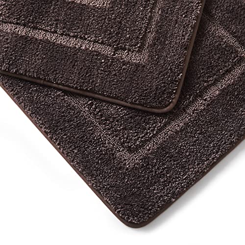 Wpm Bathroom Rugs And Shower Curtain Set. Brown Medallion Print Luxury Absorbent Bath Rug Contour Mat, Non Slip Plush Carpet For Floor. Fabric Shower Curtain, Hooks And Towel Set (Circle Chocolate) #TOP4