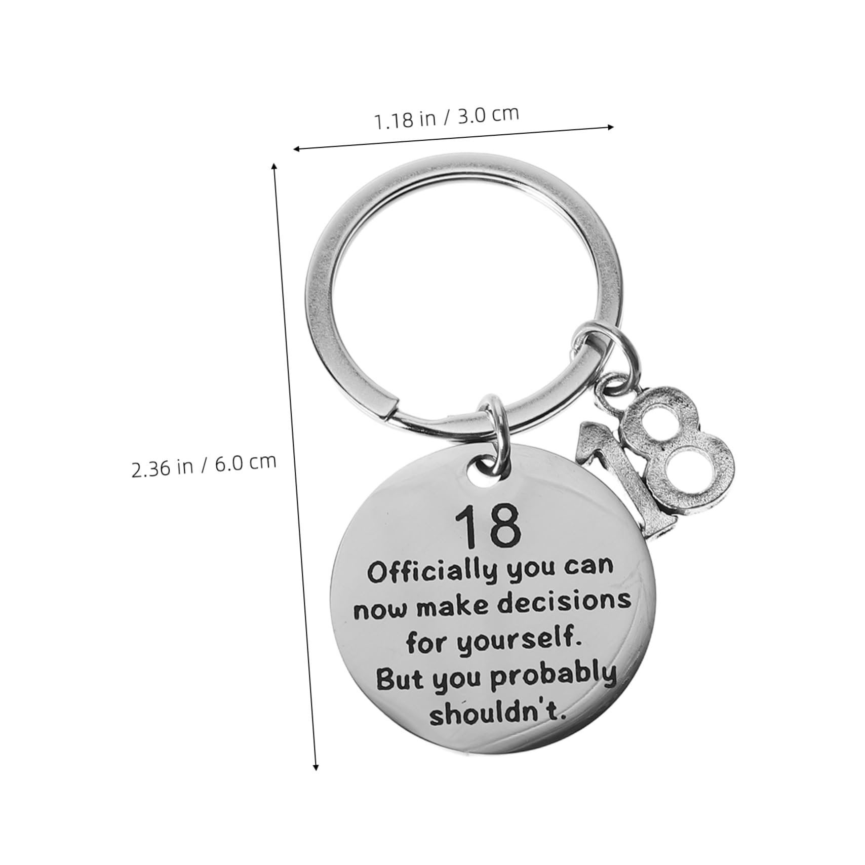 OFFSCH 18th Birthday Keyring for Teens Stainless Steel Keychain Girls Boys Friendship Key Holder Inspirational
