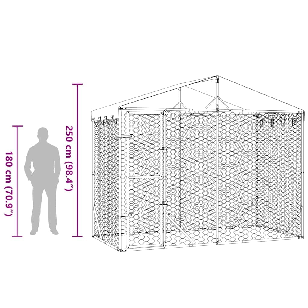 Niche d'extérieur pour chien enclos 4x2x1,5 m acier galvanisé