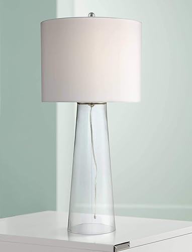 Miniatura 2 de 360 Lighting Marcus - Lámpara de mesa de columna estrecha grande de 30" de altura moderna costera para extremo de mesa. Lámpara de vidrio