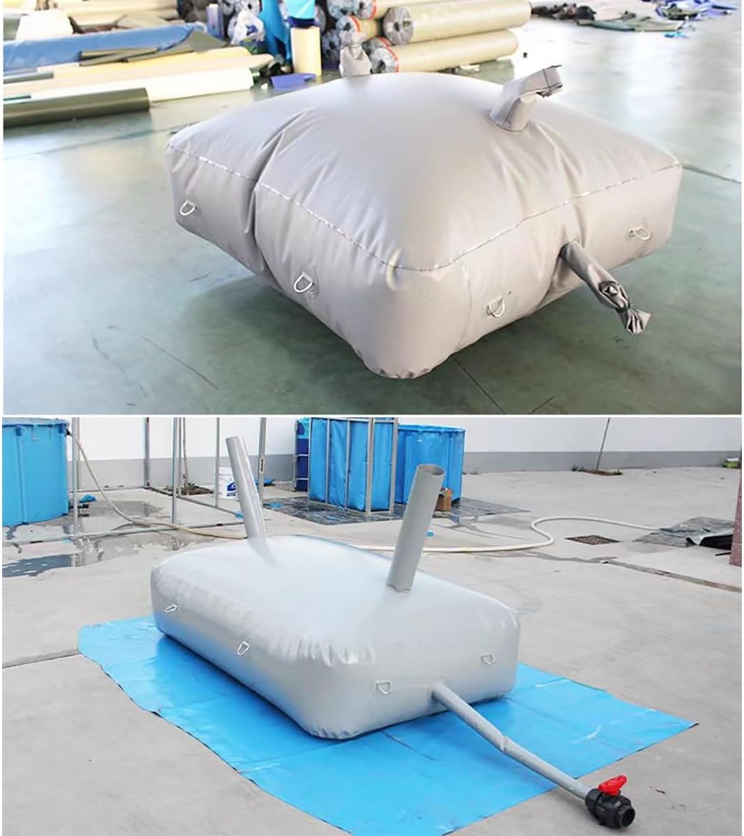 White Foldable Water Storage Bladder, PVC Water Containers for Outdoor Survival Camping Fire Prevention, Emergency Water Reservoir with Long Inlet/Outlet Level Indicator(0.8x0.43x0.34m/110L/29gal)