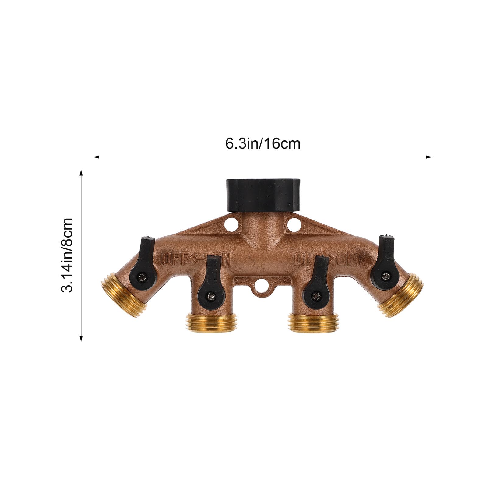 SHINEOFI Divisor de Manguera de Agua de 4 Vías de Latón Ajustable para Jardín Conector de Grifo Resistente a Alta Presión y Uso Exterior Adaptador para Control de Flujo Riego