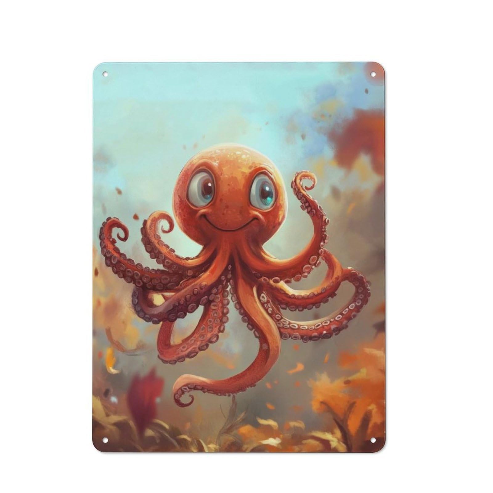 Retro Playful Octopus Painting Metal Sign 40x30cm, Home Bar Decor for Pub, Home Bar, Shed Or Man Cave, for Relaxed Wall Styling