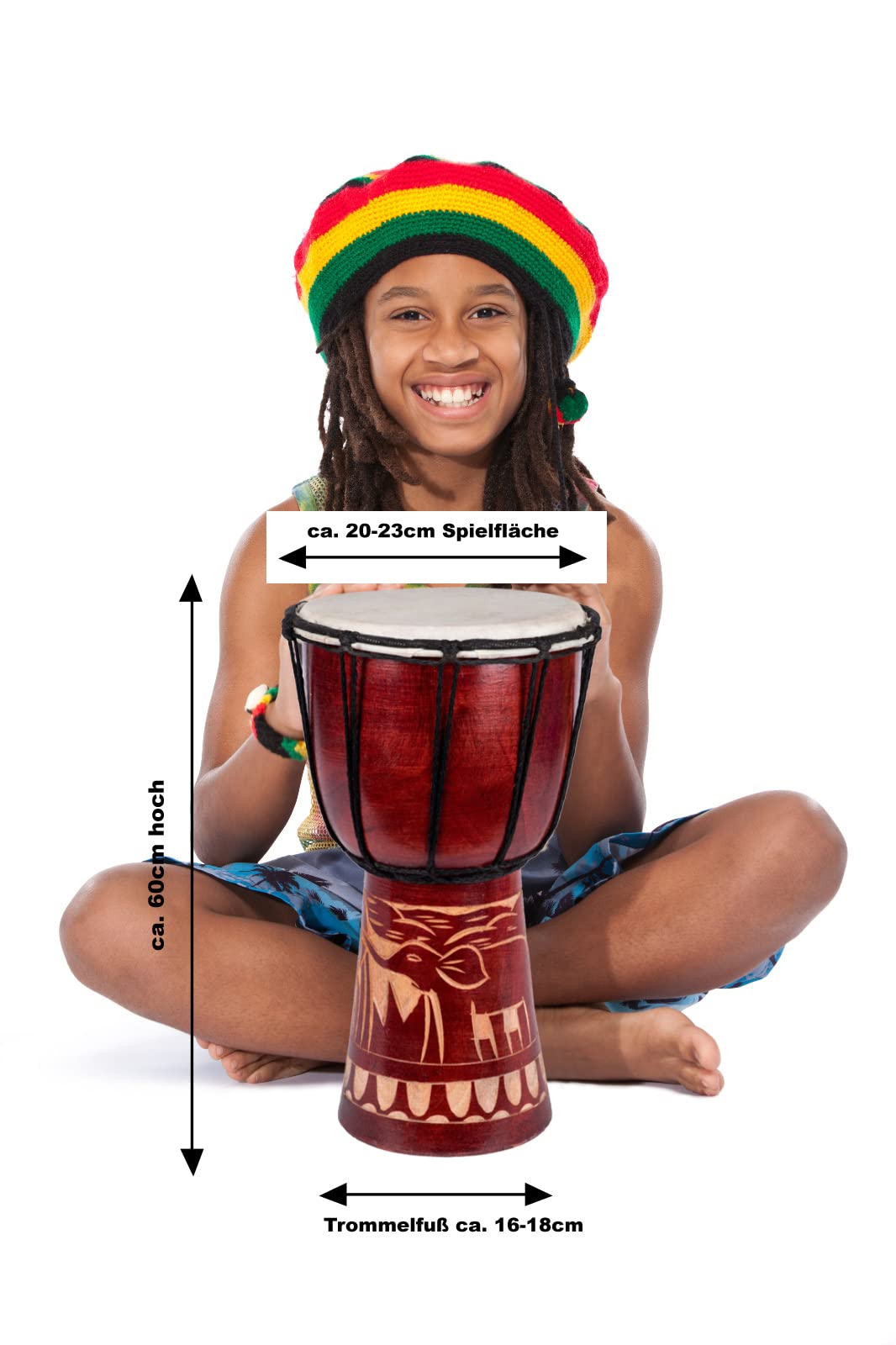60 cm grande tamburo djembe tamburo bongo elefante marrone commercio equo e solidale suono superiore